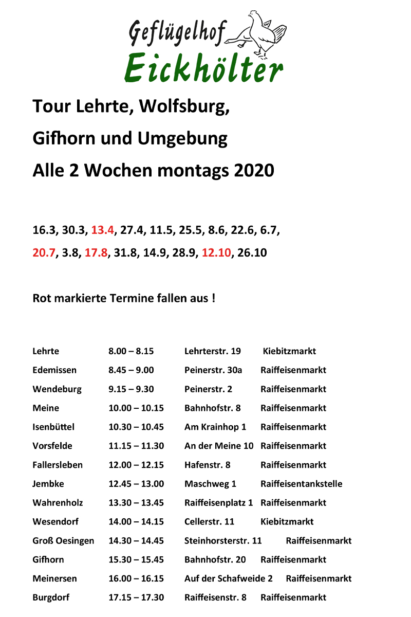 Geflügelhof Eickhölter Qualität aus Lippetal TOURENPLAN GEFLÜGEL